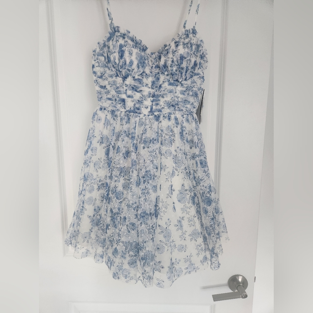 Floral Blue and White Dress NWT